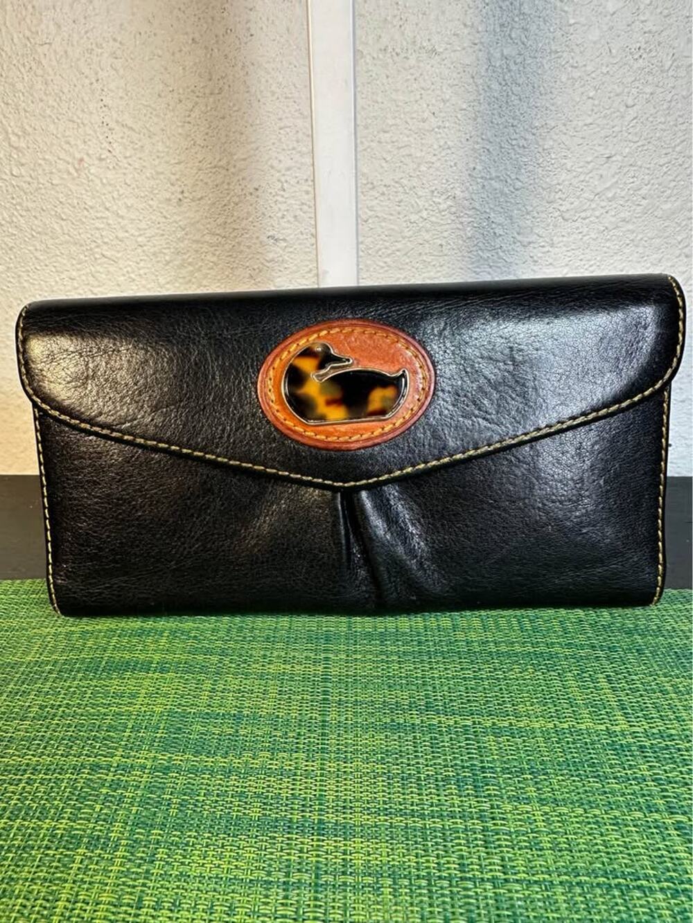 Vintage Dooney & Bourke Fairfield Champosa Black Leather Continental Duck Wallet